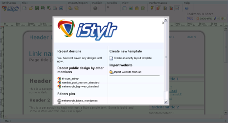 iStylrのエディタの起動画面
