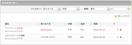 タスクがある場合の表示例